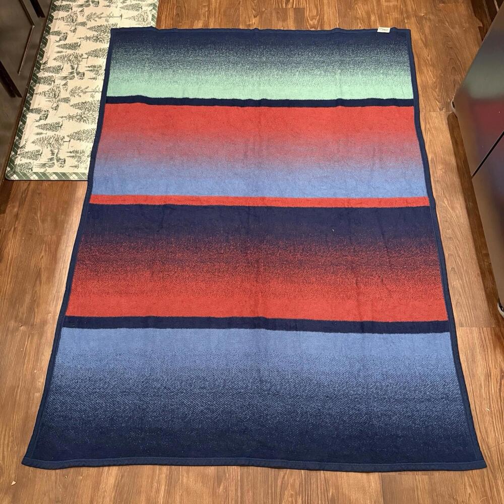 Vintage RARE Biederlack Blanket Throw Colorful Art Southwestern Reversible 72x52